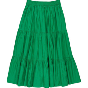 Pink City Prints Green Tiered Skirt