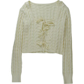 OMNES Cream Cable Knit Cardigan