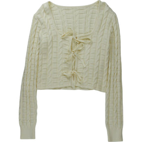 OMNES Cream Cable Knit Cardigan