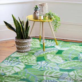 Green Tropical Palm Leaf Outdoor Rug