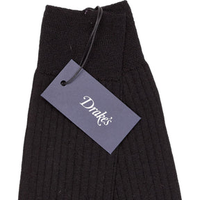 Drake's Black Merino Wool Socks