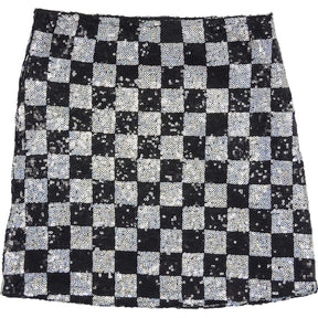 Motel Black Silver Sazip Sequin Skirt