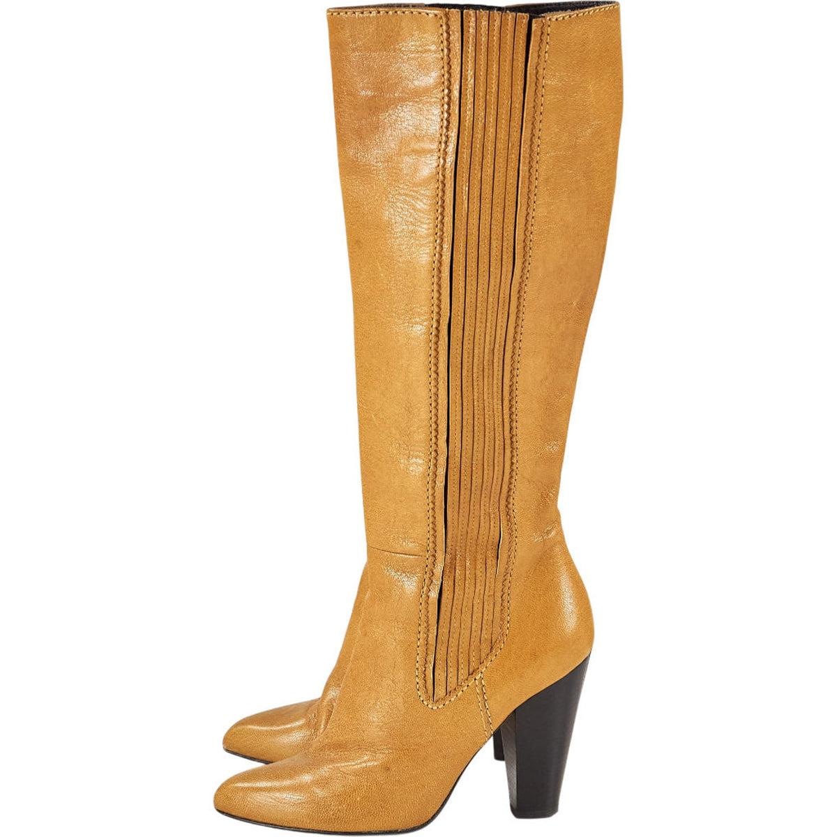 Dolce & Gabbana Yellow Leather Knee-High Boots EU 36
