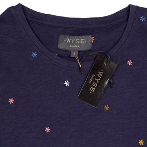 Wyse Navy Embroidered Tee