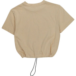 Beige Graphic Cropped T-Shirt