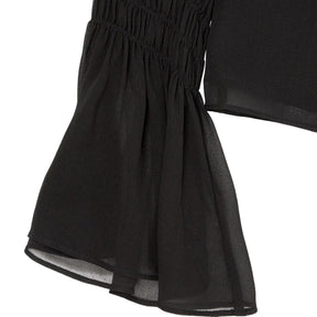 Frame Black Shirred Cuff Blouse S/P