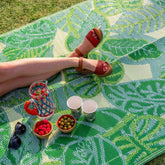 Green Tropical Palm Leaf Outdoor Rug