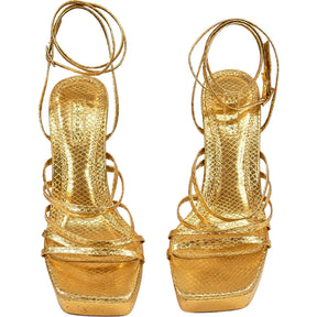 Topshop Gold Strappy Heels