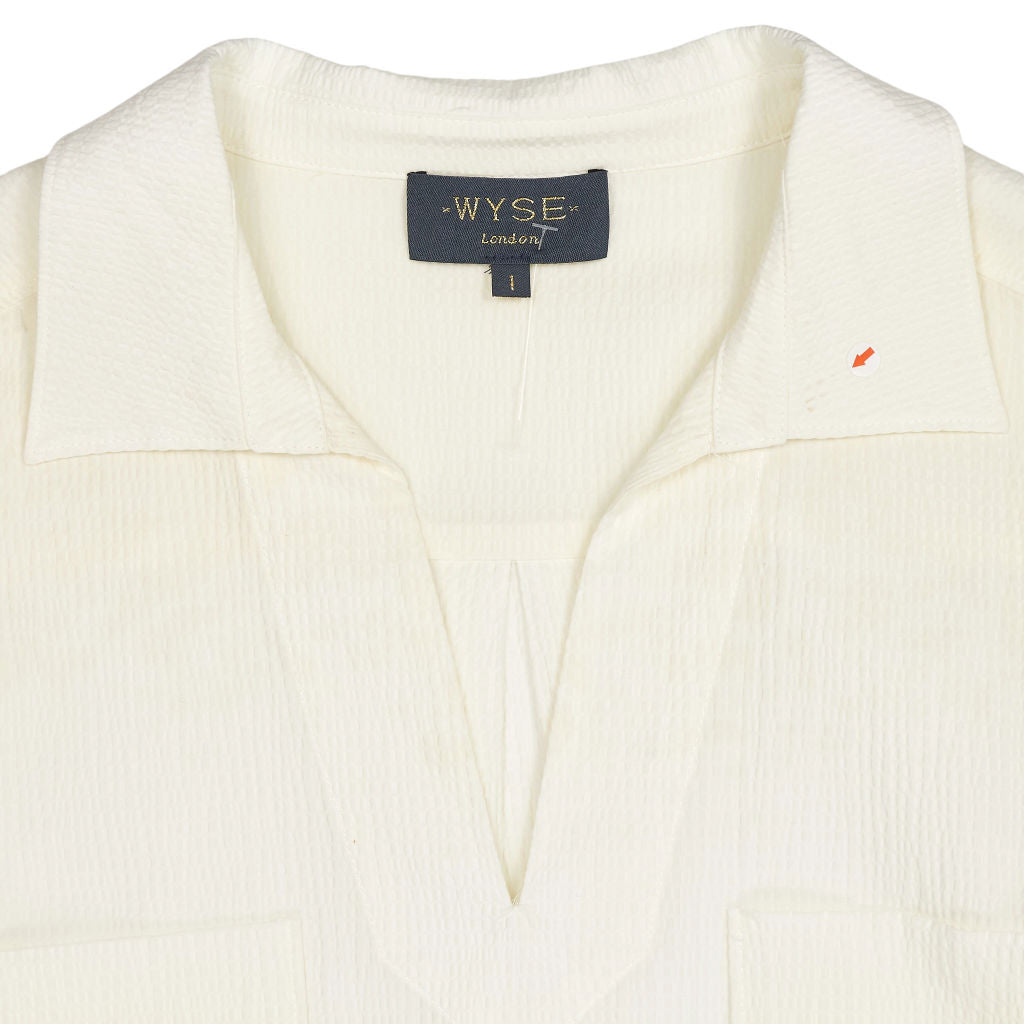 WYSE White Seersucker Shift Dress