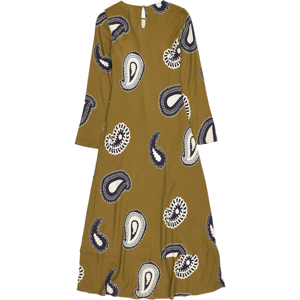 Sunset Lover Olive Paisley Silk Dress