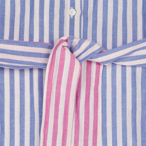 NRBY Blue Striped Linen Blend Shirt Dress
