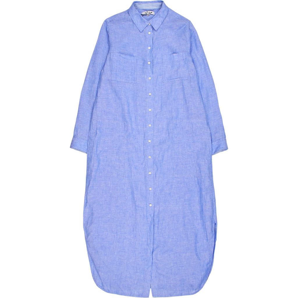 NRBY Blue Linen Shirt Dress