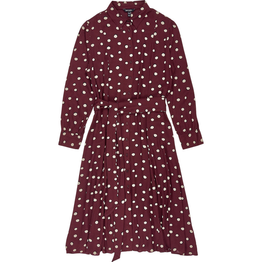 Baukjen Burgundy Polka Dot Shirt Dress