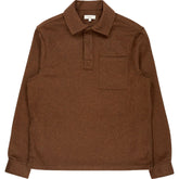 Moss Brown Wool Blend Fleece Overshirt