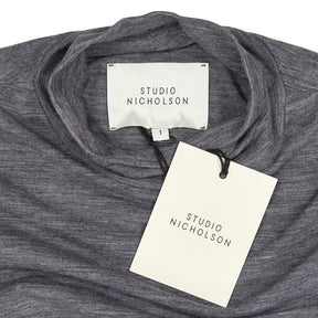 Studio Nicholson Grey Jersey Polo Neck Top