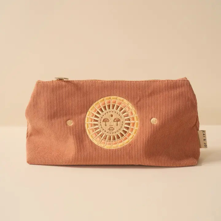 Corduroy Embroidered Pouch