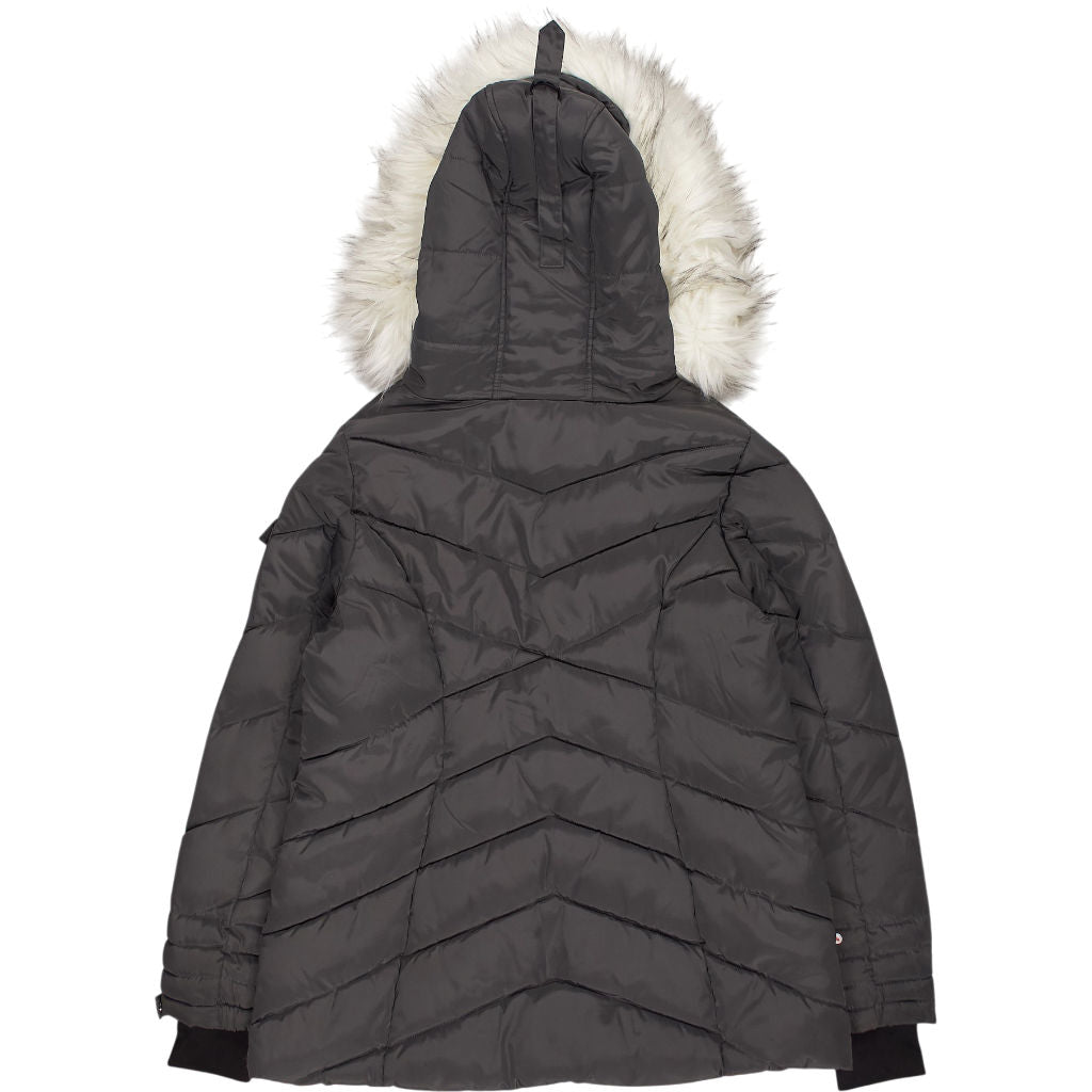 Steve Madden Grey Faux Fur Trim Puffer Jacket