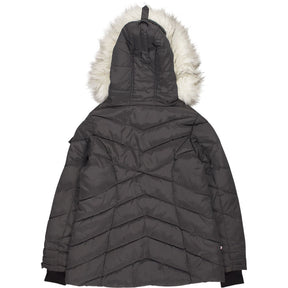 Steve Madden Grey Faux Fur Trim Puffer Jacket