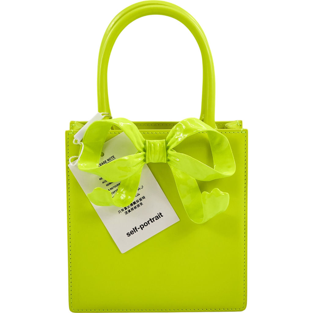 Self-Portrait Neon Yellow Bow Handbag