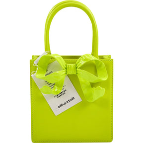 Self-Portrait Neon Yellow Bow Handbag