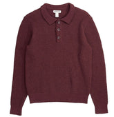Lands' End Burgundy Knitted Long Sleeve Polo