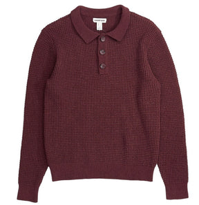 Lands' End Burgundy Knitted Long Sleeve Polo