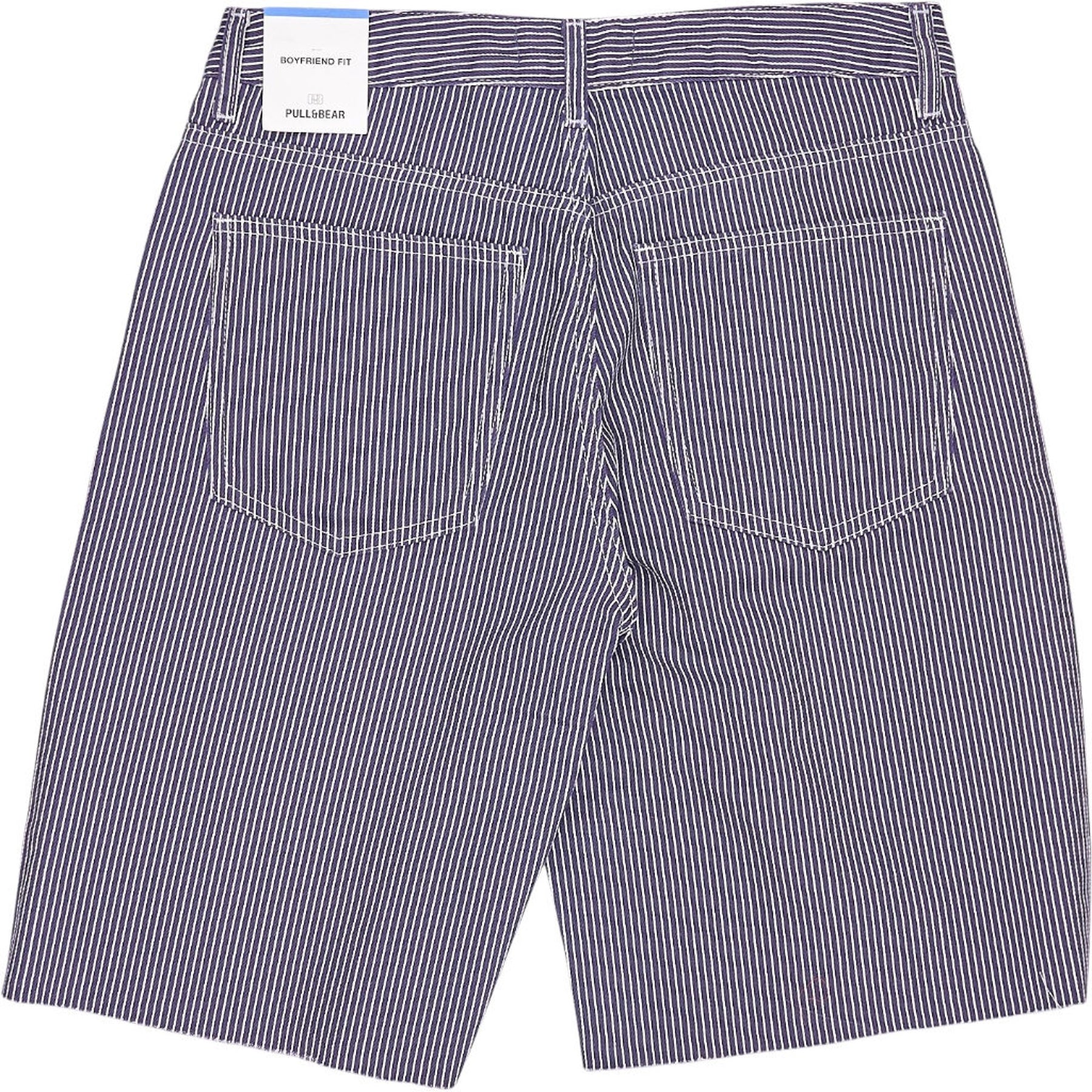 Pull & Bear Navy Stripe Boyfriend Shorts