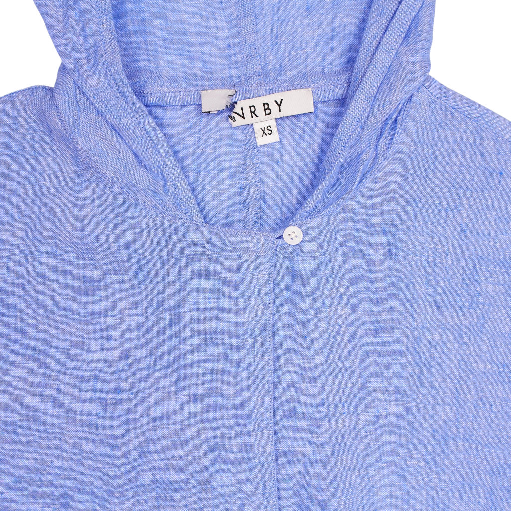 NRBY Blue Hooded Linen Top