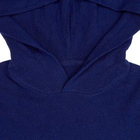 Navy Blue Cashmere Wool Blend Knit Hooded Jumper