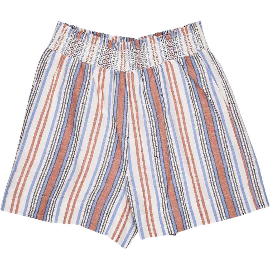 WYSE Tan Blue Stripe Angeline Shorts