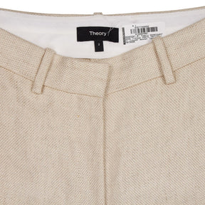 Theory Beige Basket Tweed Trousers US