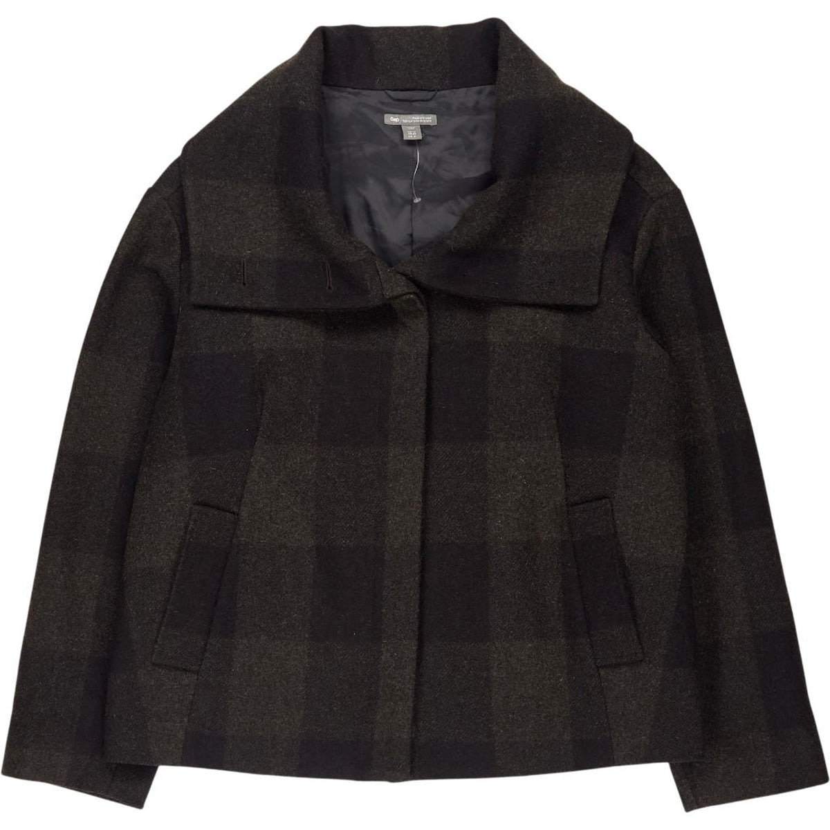 Gap Green/Black Check Wool Coat