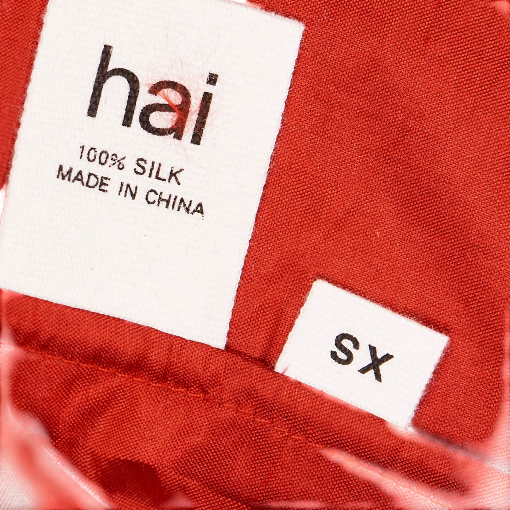 Hai Red Silk Tie Blouse