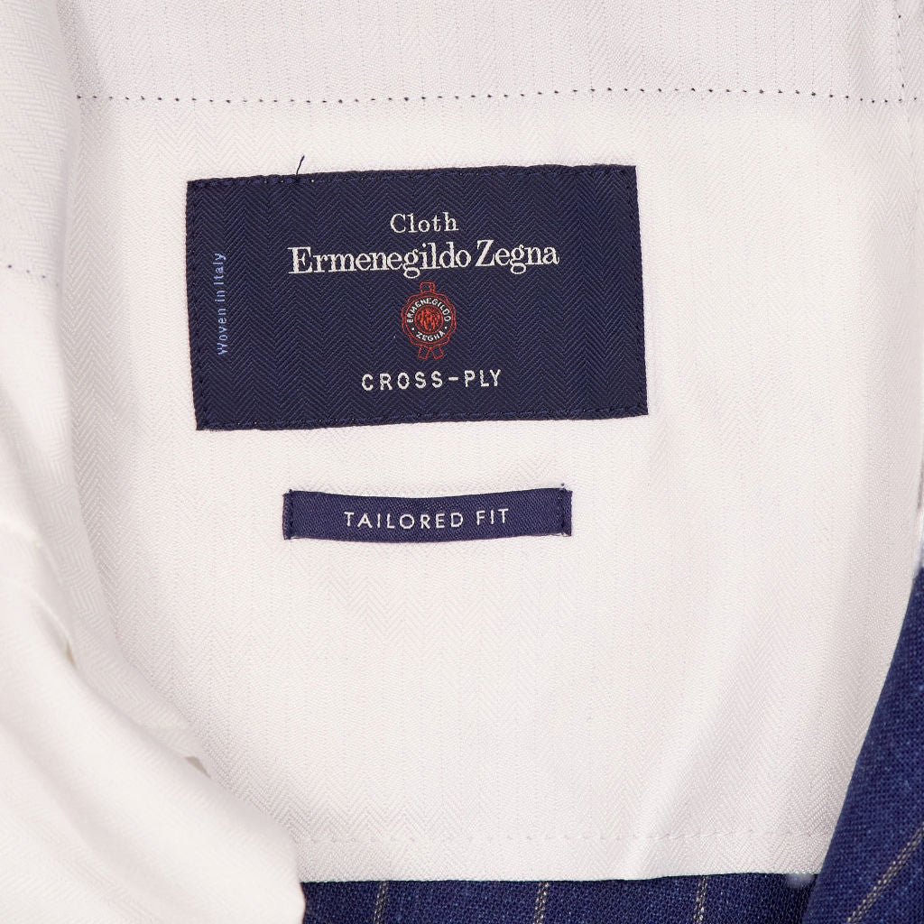 Ermenegildo Zegna Blue Pinstripe Tailored Trousers