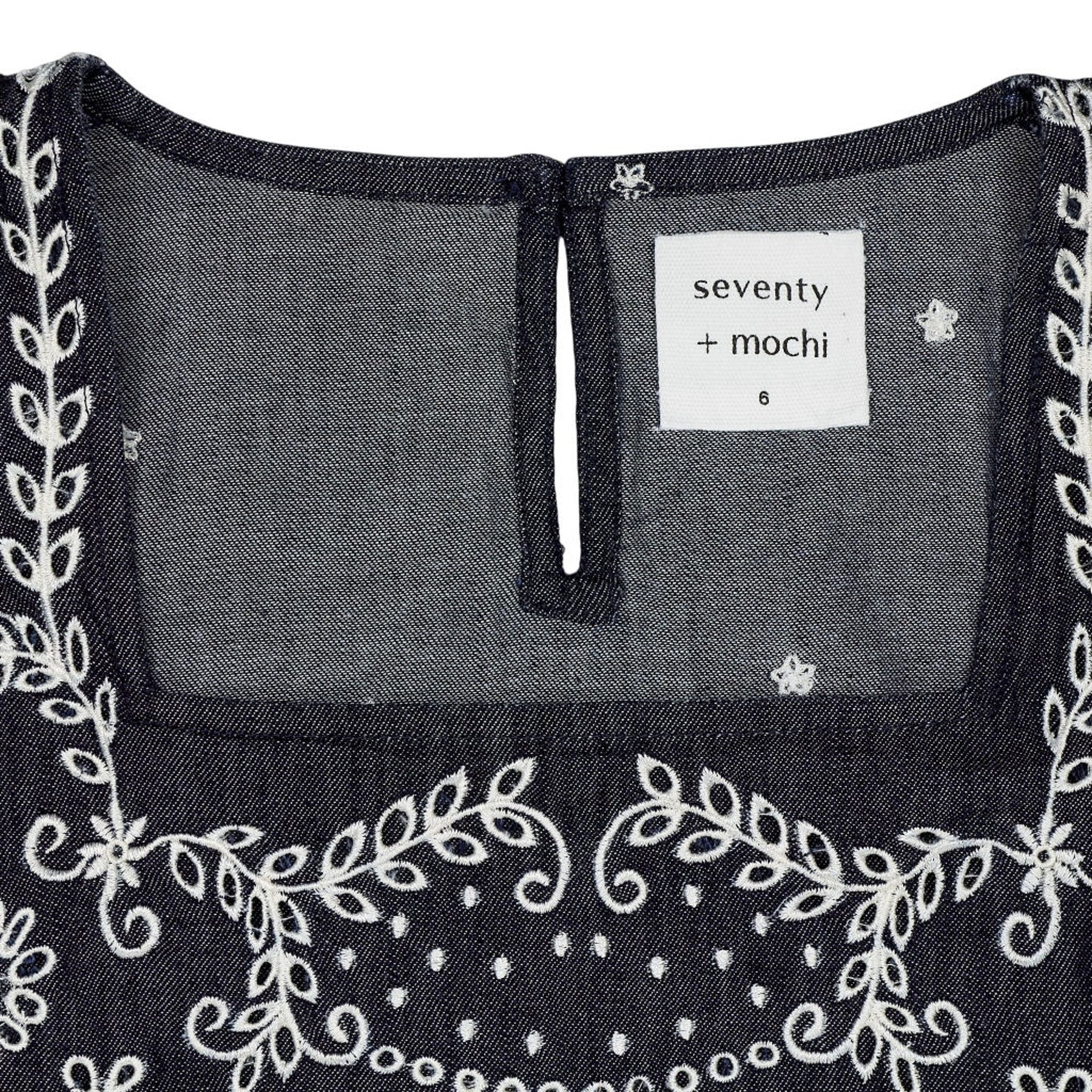 seventy + mochi Navy Embroidered Blouse