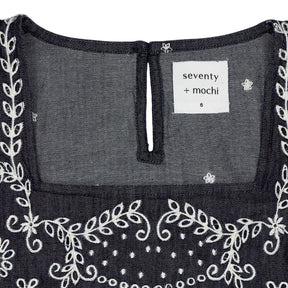 seventy + mochi Navy Embroidered Blouse
