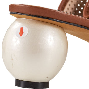 Mother of Pearl Tan Perforated Mules