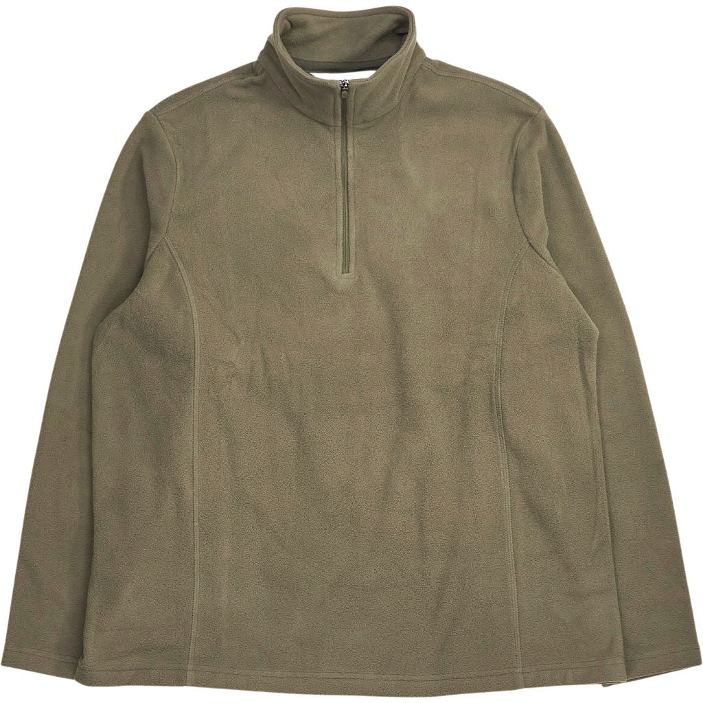 Lands' End Khaki Fleece 1/4 Zip Sweatshirt