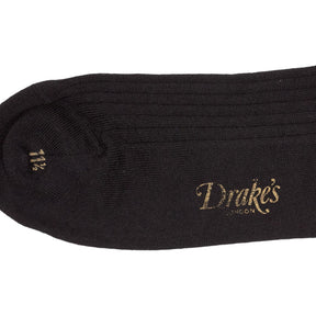 Drake's Black Merino Wool Socks