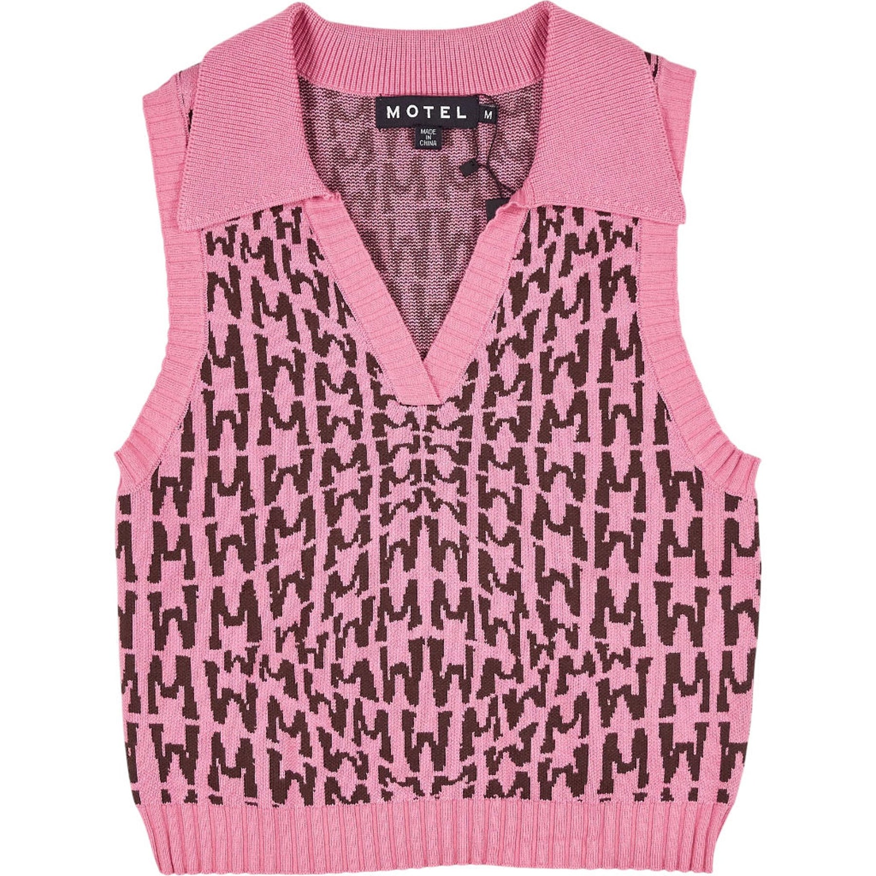 Motel Pink Wavy Knit Tank Vest