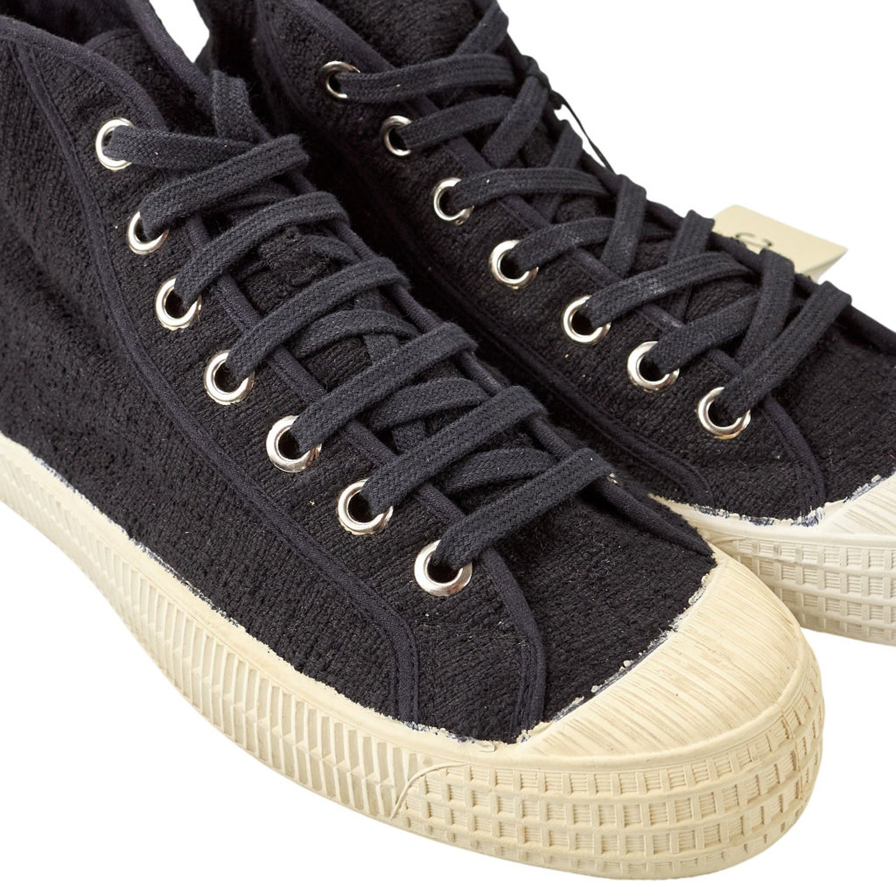 YMC Black Cotton Weave High Top Trainers