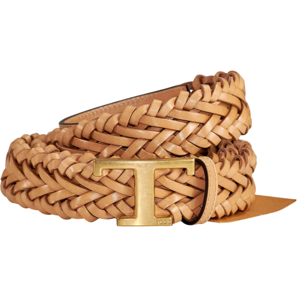 Tod's Beige Leather Braided Belt