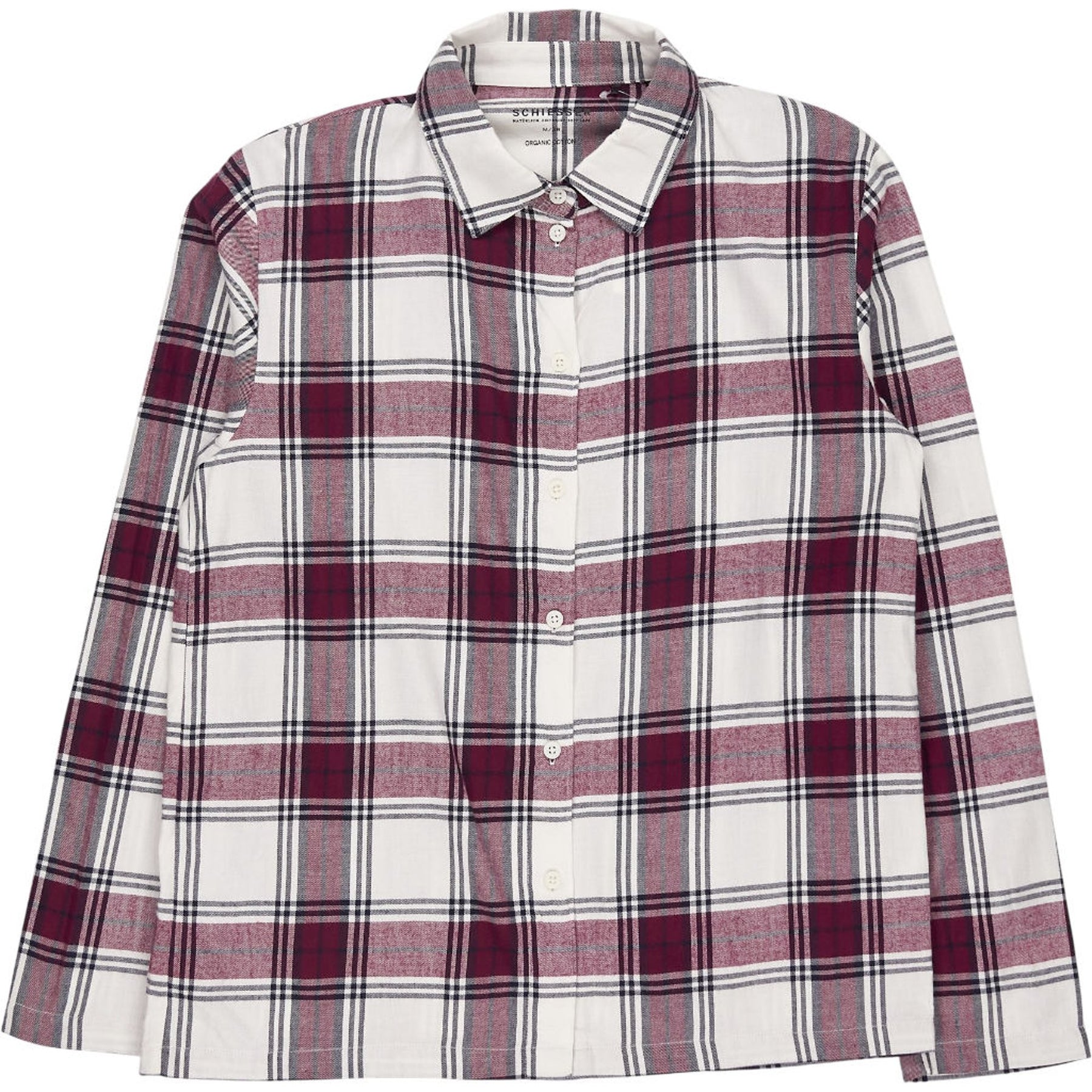 Schiesser Maroon White Check Shirt