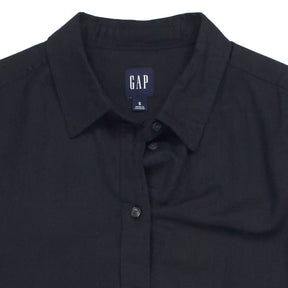 GAP Black Linen Blend Short Sleeve Shirt Dress