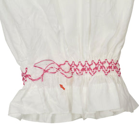 NRBY White Pink Smocked Blouse