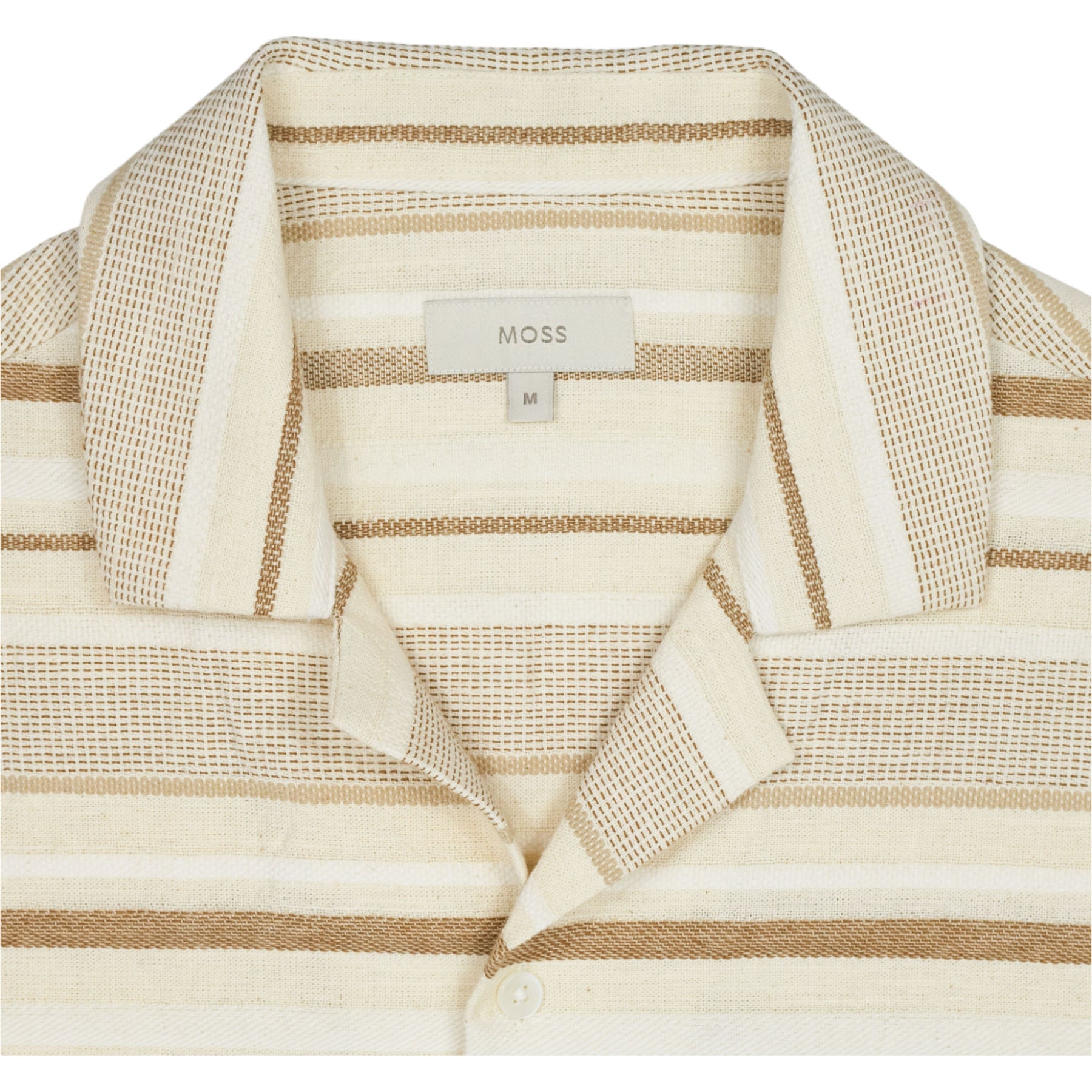 Moss Cream Brown Striped Short Sleeve Shirt