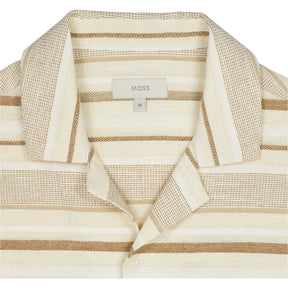 Moss Cream Brown Striped Short Sleeve Shirt