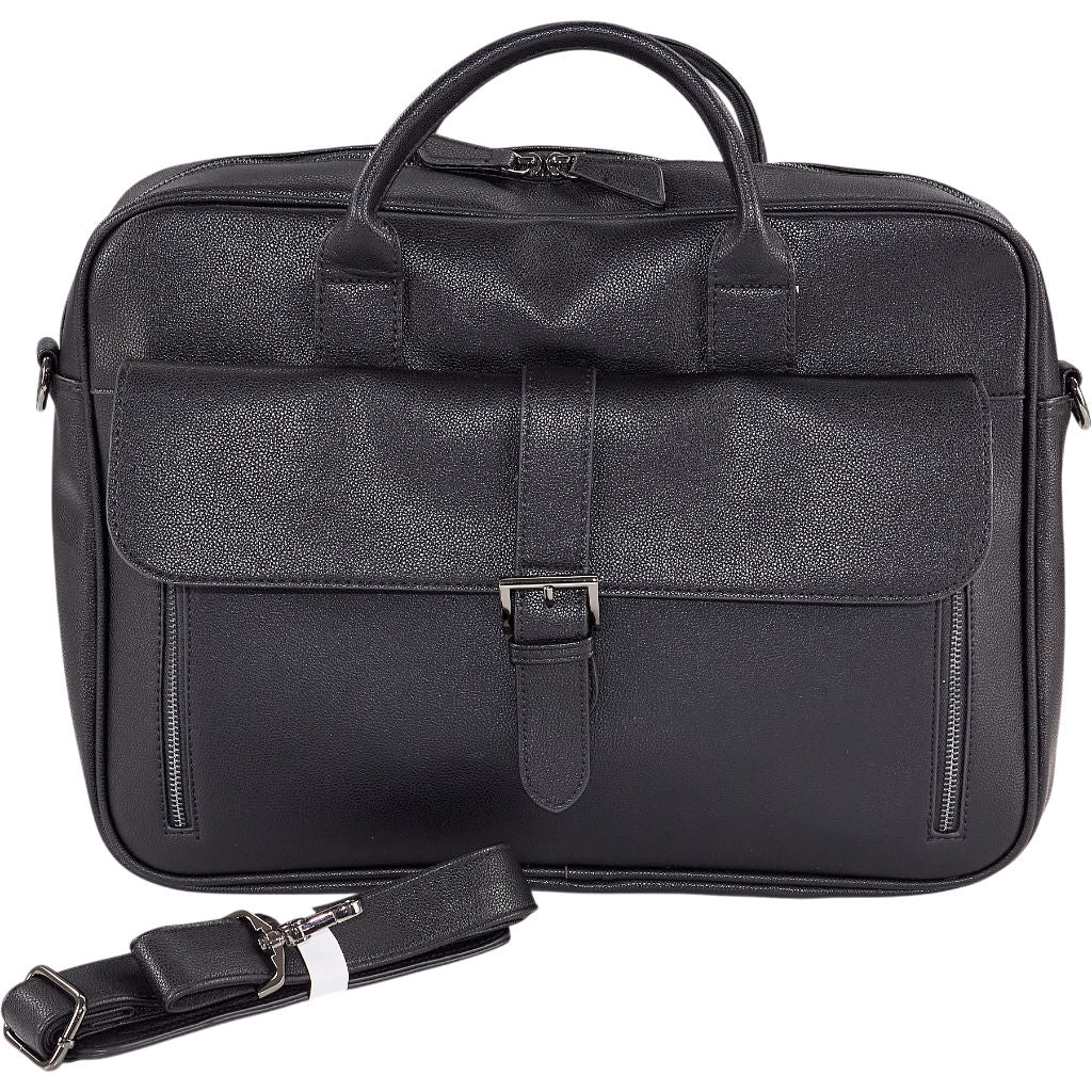 Black Leather Laptop Briefcase