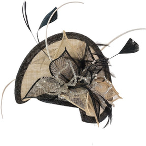 Jacques Vert Black/Beige Fascinator with Feathers