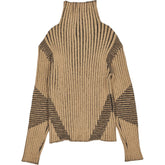 Pull & Bear Lueder Brown Black Ribbed Knit Jumper